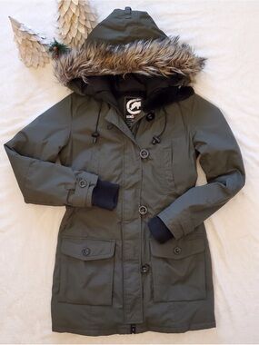 Ecko Olive Faux-Fur Hooded Ski Parka Jacket for Women